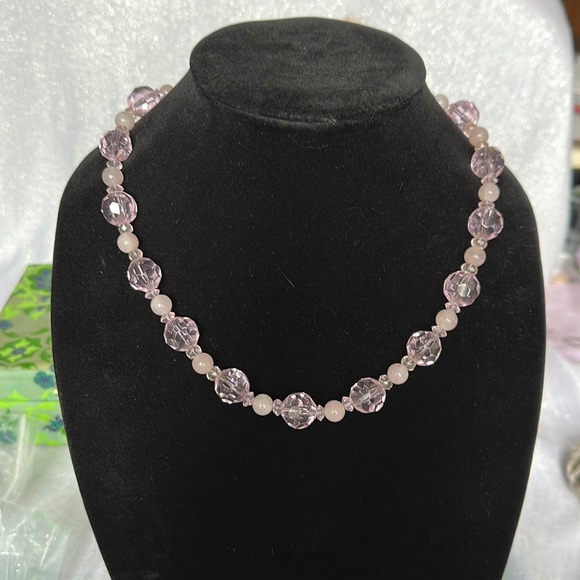 Vintage Deco Pink Crystal Necklace - Picture 1 of 7